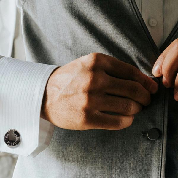 Personalised Edge Round Cufflinks - Birthday