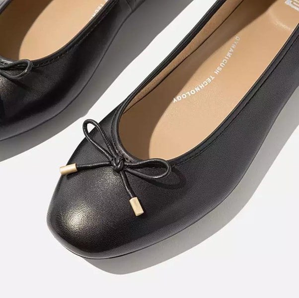 FitFlop Delicato Leather Women's Black Ballet Flats
