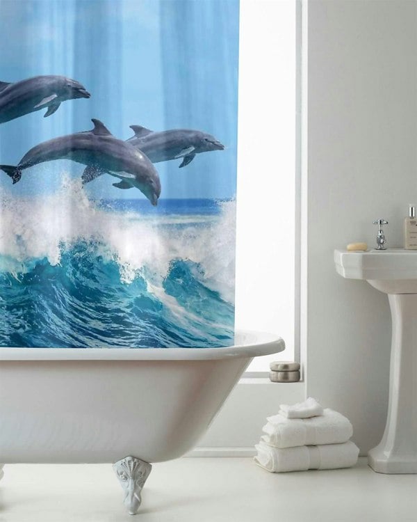 Country Club Dolphins Blue Shower Curtain