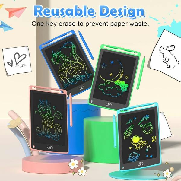 Dyzi LCD Drawing Board Colourful Writing Tablet Easy-Erase Doodle Pad