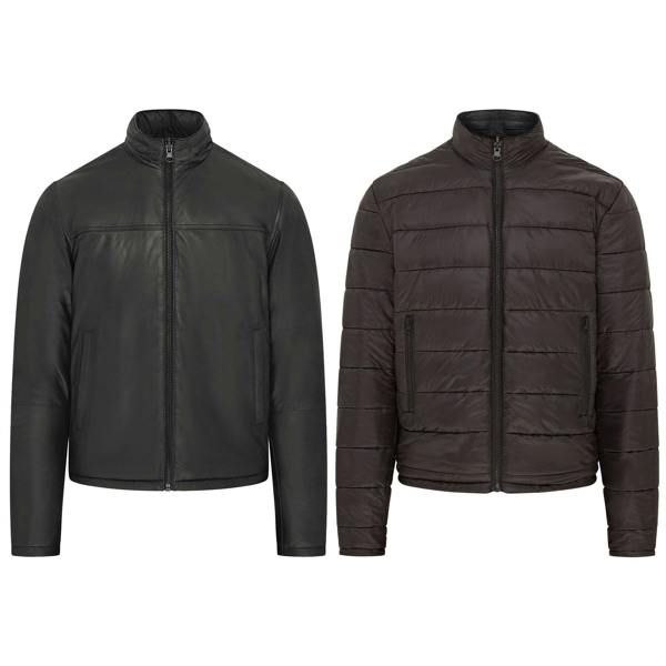 Infinity Leather Mens Hooded Reversible Bomber Leather Jacket - Raufoss