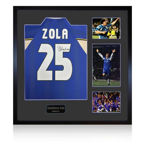 Gianfranco Zola Signed Chelsea Shirt Elite Frame
