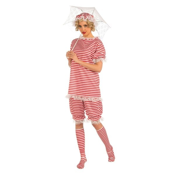 Bristol Novelty Women's Beachside Bettie Swimsuit Costume - Red/White