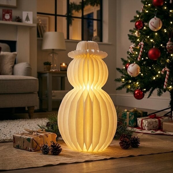 Garden Greatness Light Up Snowman Paper Decoration