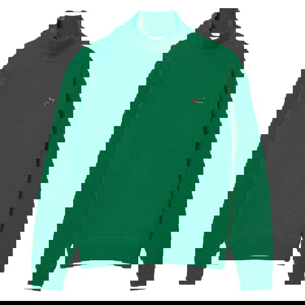 Lacoste Women's Carded Wool High-Neck Relaxed Fit Sweater Top - Green