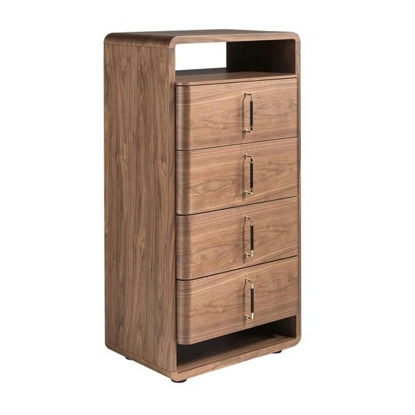 Angel Cerdá Walnut and Black Pvc Chest of Drawers 7227