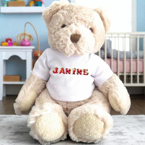 Personalised Strawberry Name Baby Gift Box - Teddy & Vest
