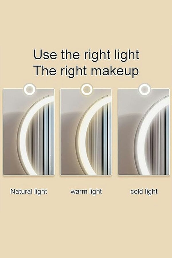 Living and Home Bathroom Round Mirror with Lights,3 Lighting Modes & 360 Degree,Tabletop Cosmetic Mirror For Dormitory & Bedroom Vanity Case