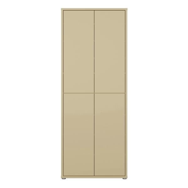 Furniture To Go Alice Springs Tall Shoe Cabinet with 4 Doors Push-to-Open in Butter Yellow