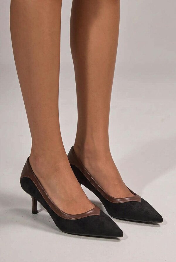Goddiva Pointed Toe Women’s Stiletto Kitten Heels - Black by Goddiva