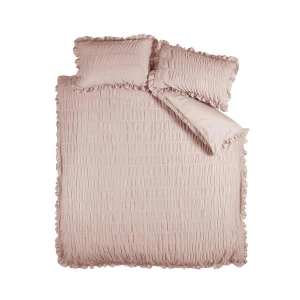 Seersucker Frill Pink Duvet Cover Set
