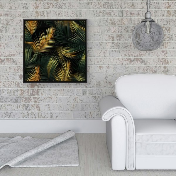 Warren Reed Golden Palm Leaves Framed Canvas