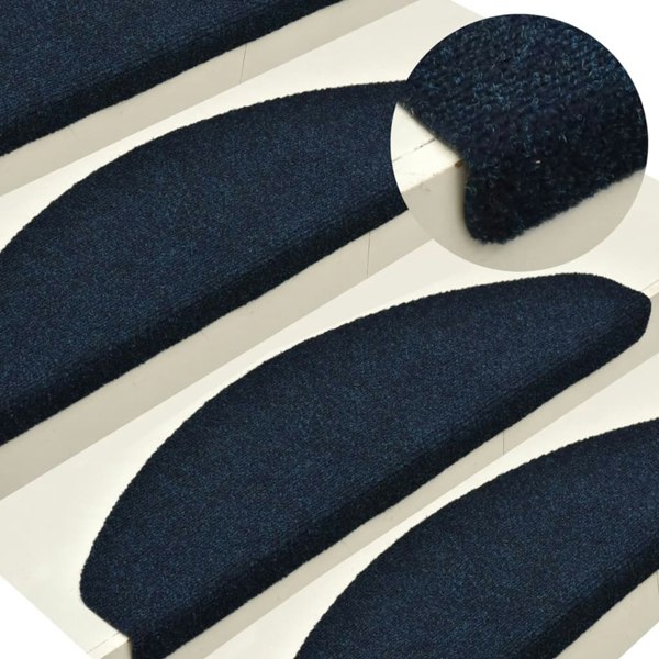 Berkfield Self-adhesive Stair Mats 5 pcs Navy 65x21x4 cm Needle Punch