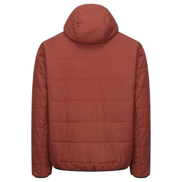 Hoggs of Fife Aviemore Reversible Insulated Jacket in rust, back view with hood