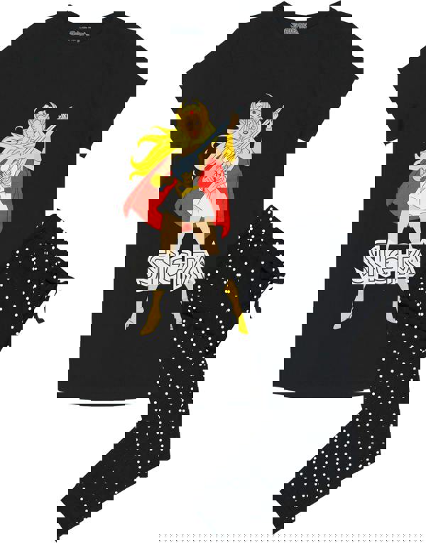 Masters of the Universe Womens Black She-Ra Short Sleeve Long Leg Pyjama Set