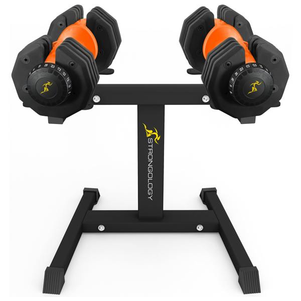 Strongology Homeology Strongology Urban25 Orange Adjustable Dumbbell Pair with Free Durable Steel Adjustable Urban25 Dumbbell Floor Stand
