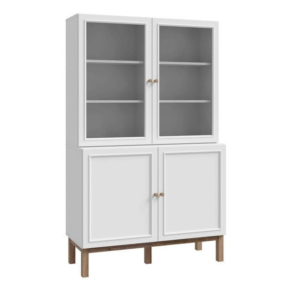 Wyld Haus Niva Light Grey and Natural Oak Effect Display Cabinet 4 Doors