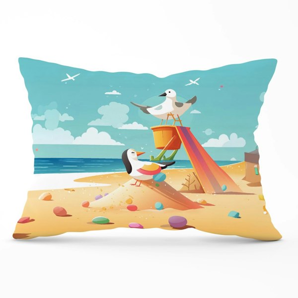 Warren Reed Seagulls On A Beach Holiday Cushions