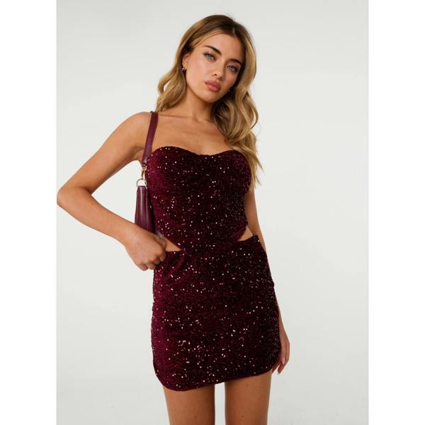 Pink Vanilla Velvet Sequin Bra Cup Bustier