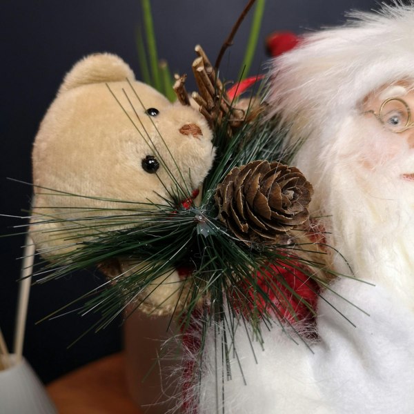 Samuel Alexander 30cm Battery Operated Red Standing Light up Santa Claus with Brown Woven Sack