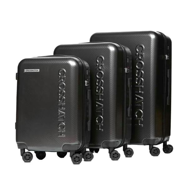 Crosshatch Escapade Embossed 4 Wheeled Suitcase (Pack of 3) - Charcoal - 