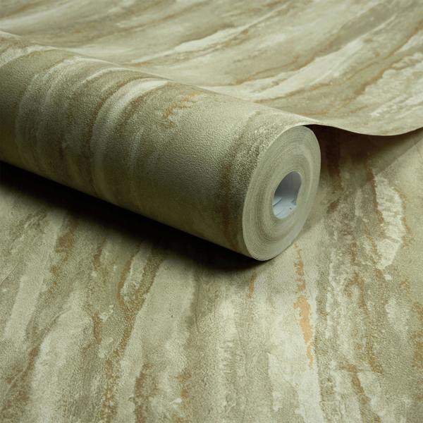Grandeco Meteora Distressed Painted Plaster Effect Textured Wallpaper, Green