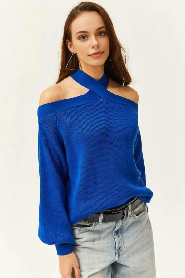 Hoxton Gal Cross-Neck Knit Sweater