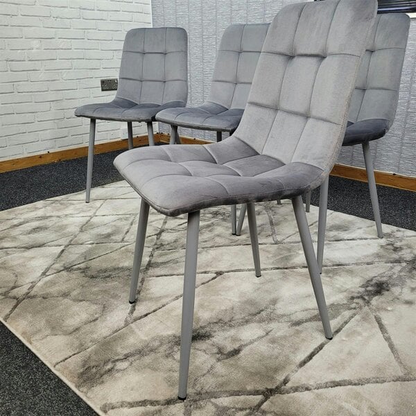 Kosy Koala Dining Chairs Set of 4 Grey Velvet Kitchen Chairs