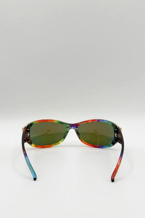 Vintage Wrap Around With Butterfly Detail Sunglasses In Multi - svnx