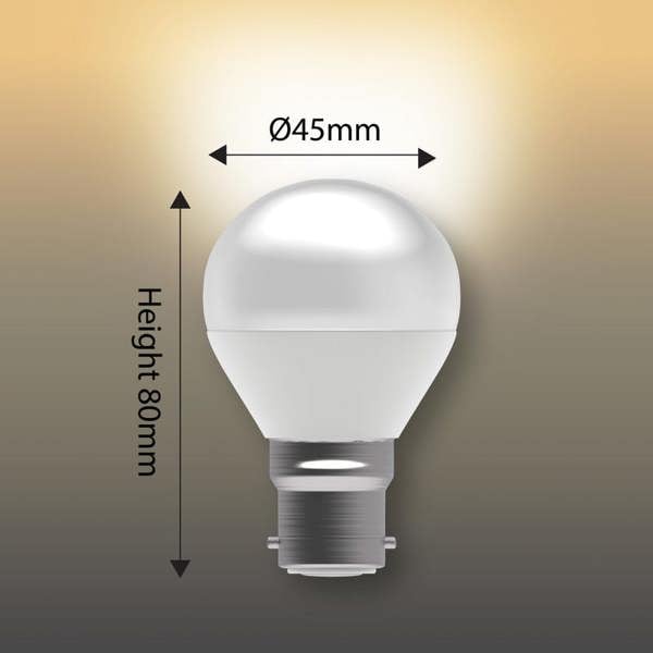 BELL Lighting B22 Non-Dimmable LED Golf Ball Bulb, Warm White 2700K 470lm 4.7W Round Bayonet Cap 40W Equivalent