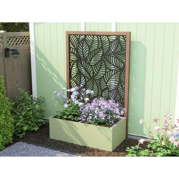 Dunster House Green Garden Bed Planter with Decorative Screen 1200mm x 600mm x 400mm