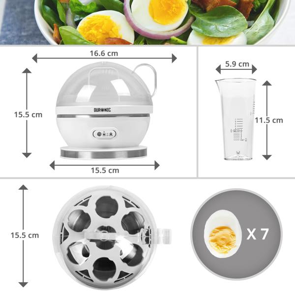 Duronic Electric Egg Boiler EB27 WE Steamer for Eggs 400W Automatic Egg Boiler Electronic Omelette Maker Poacher for 7 Soft, Medium & Hard Boiled Eggs