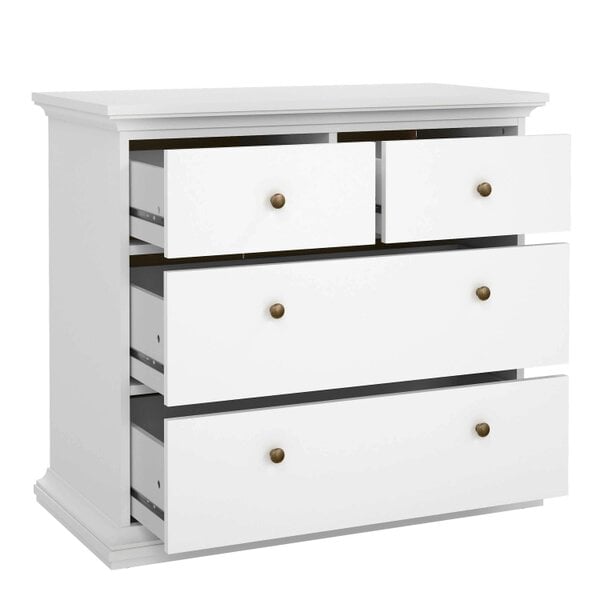 Wyld Haus Osaka Farmhouse White Wooden Chest of 4 Drawers