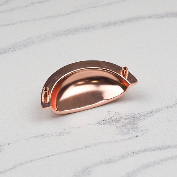 Handle & Home Rose Gold Copper Coordinating Tapered Handle, Cup Handle, and Coordinating Knob