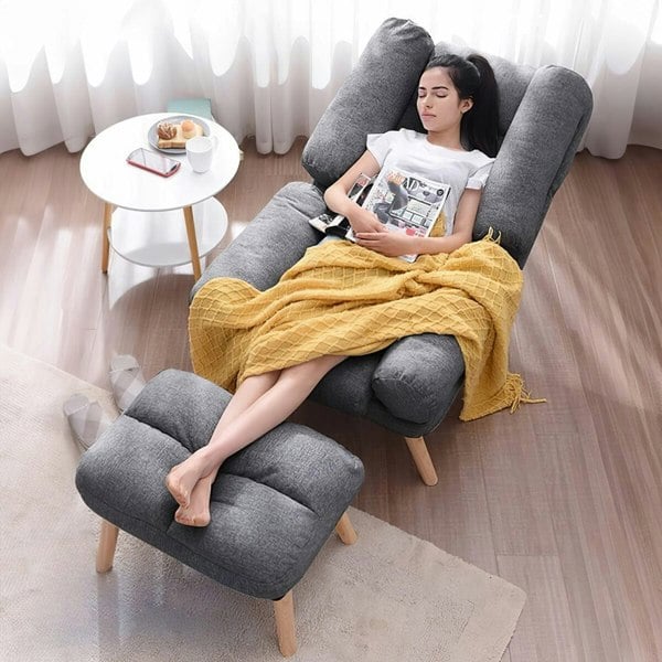Grey Modern Comfort Adjustable Recliner with Footstool Recliners Living and Home