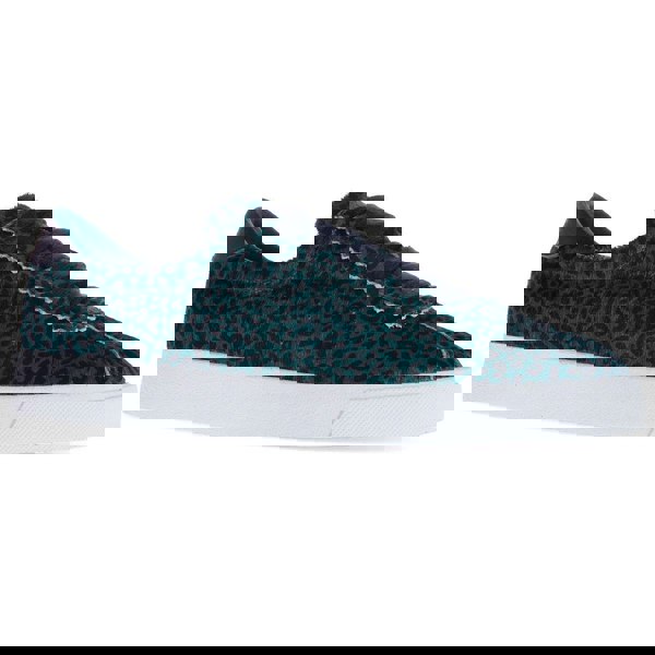 Superga Womens 2843 Club S Leopard Print Cowhide Leather Trainers - Teal Green