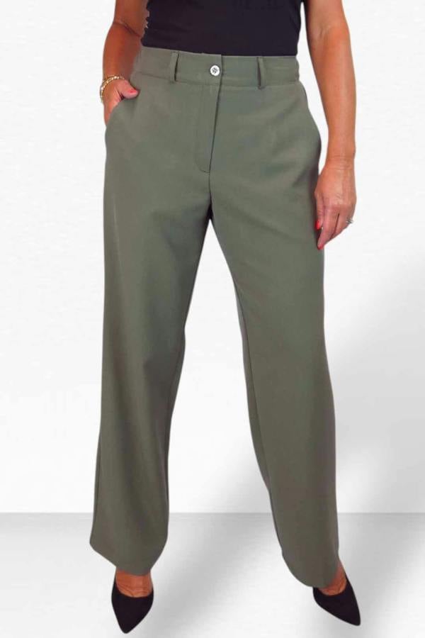 Paulo Due Women's Smart High Waist Wide Leg Trousers with Elastic Waist