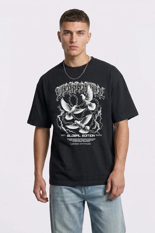 London Attitude Worldwide Global Edition Oversized Heavyweight Graphic T-Shirt