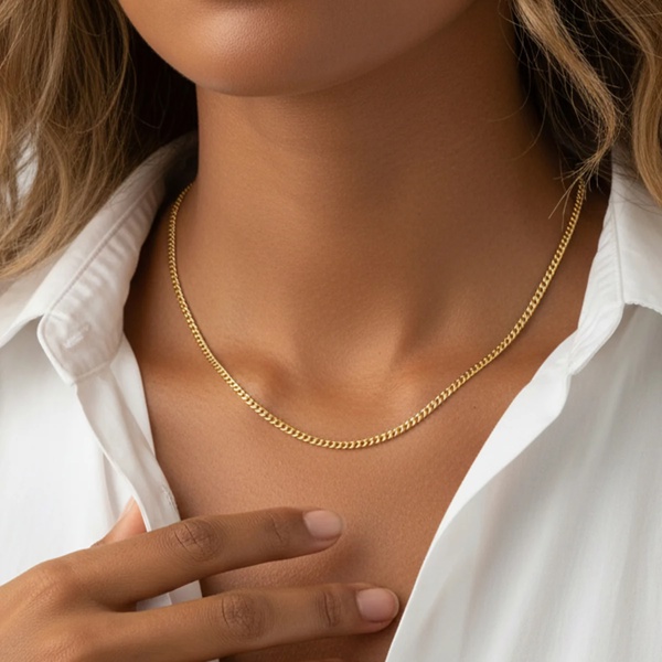 MUCHV 1mm Thin Curb Chain Necklace - Unisex