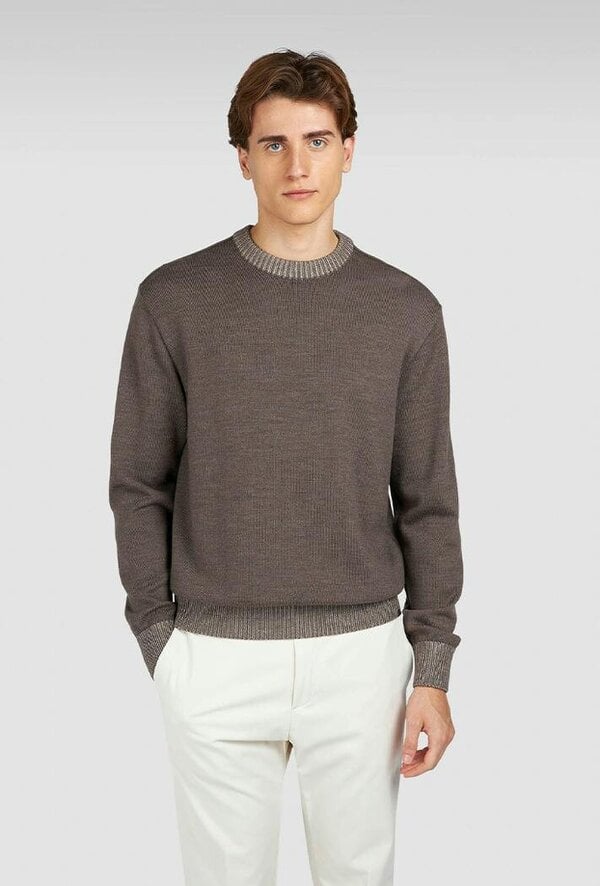 Paul & Shark Soft Cool Touch Wool Crew Neck Sweater with Moon Badge
