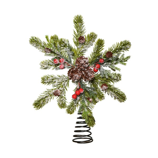 Samuel Alexander 33cm Christmas Tree Topper with Pinecones, Red Berries and Frosted Seasonal Foliage