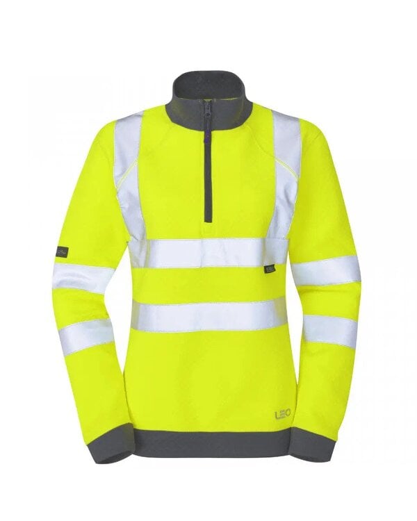 Leo Workwear Elberry Ladies 1/4 Zip Sweatshirt - Yellow