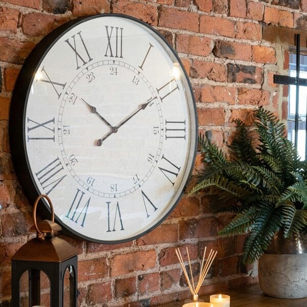 Wyld Haus Large 80 Vintage Inspired Domed Round Station Wall Clock
