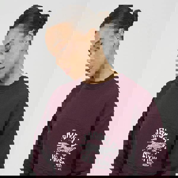 Brave Soul Burgundy Contrast Stripe Panel Crew Neck Sweatshirt - Burgundy Image 4