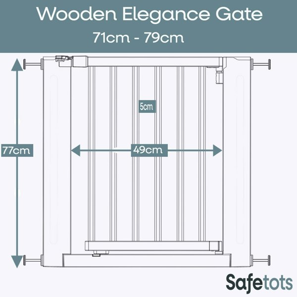 Bettacare Wooden Elegance Dog Gate, Natural, 71cm - 79cm, Pressure Fit Pet Gate for Puppy, Dog and Pet, Easy Installation