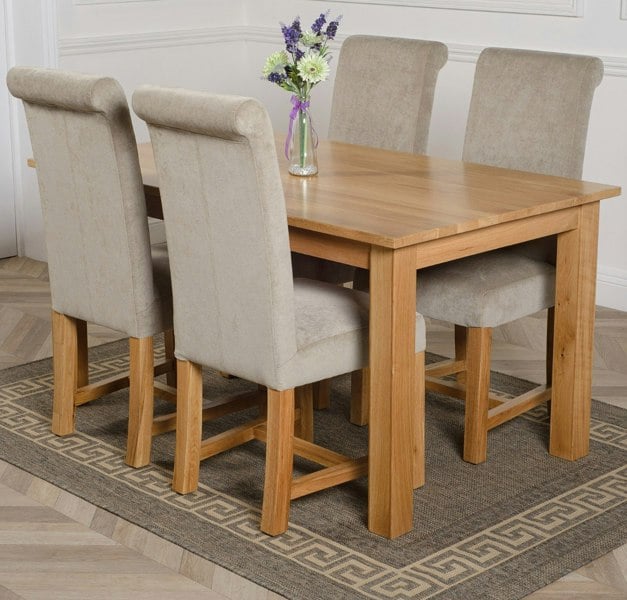 That's Furniture Oslo 150 x 90cm Medium Oak Dining Set with Washington Fabric Chairs