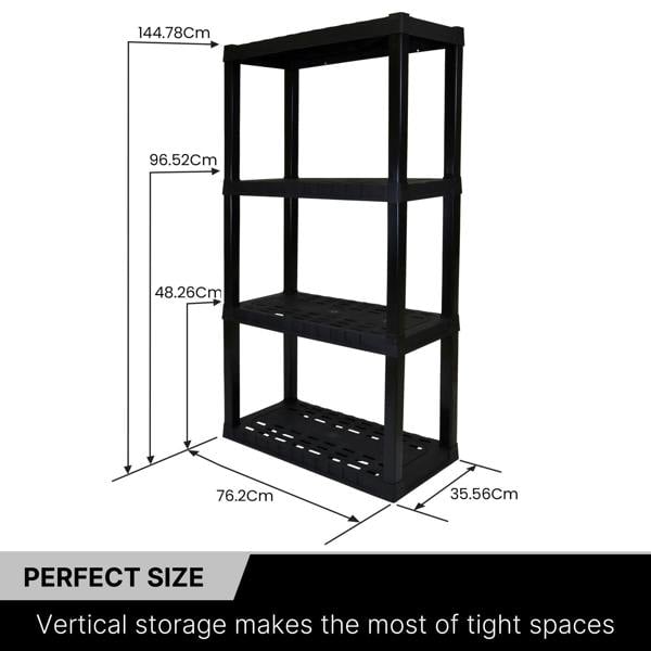 Oskar 4 Tier Shelves Garage Shelving Units Heavy Duty Storage Racking Shelf 35x76x144cm