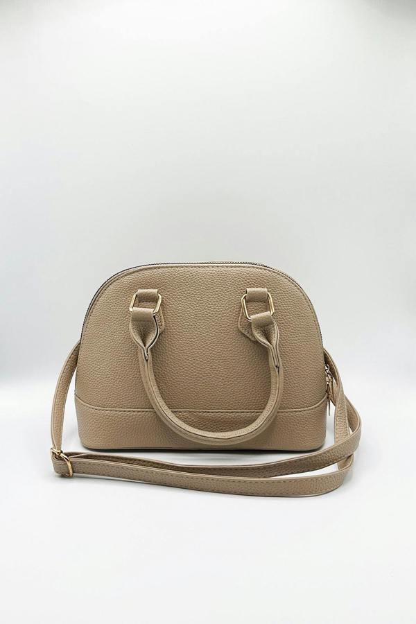 Faux Leather Mini Crossbody Bag In Beige - svnx