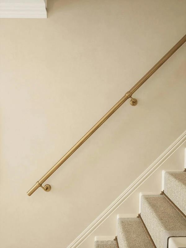 Loxley Antique Brass Straight Flight Handrail — Handrails Direct 40mm Handrail Straight Run — by Handrails Direct, Straight Flight