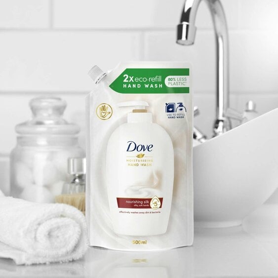 Dove Moisturising Hand Wash Silky Soft Eco-Refill 500ml, Nourishing Silk